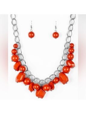 Paparazzi Gorgeously Globetrotter Orange Necklace